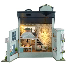 Roroom DIY Miniature and Furniture Dollhouse Kit,Mini 3D Wooden Doll House Craft Model with LED,Creative Room Idea for Valentine's Day Birthday Gift (Warm House-D005)
