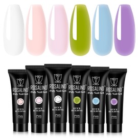 ROSALIND Poly Nail Gel, 6 Pieces, 10 ml, UV LED Nail Extension Gel for Beginners, Professional, Nail Salon, Poligel for Nails, Gel Nail Art