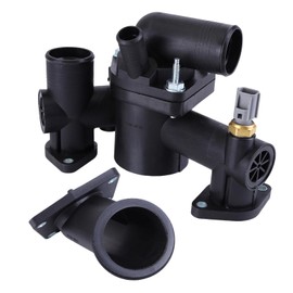 Thermostat Housing Assembly for Jaguar S-Type XJ8 XJR 2003 2004 2005 3.5L 4.2L 4.2T AJ-V8 Engine Coolant Thermostat Housing Kit with Thermostat AJ33 Replace AJ89485