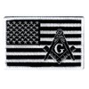 Masonic Black American Flag Patch Embroidered Iron-On Freemason Square Compass