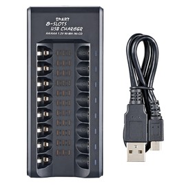 Intelligent 8 Slot Battery Charger, USB Plug and Play, Efficient Solution for Charging Multiple Batteries with Optimal Maintenance