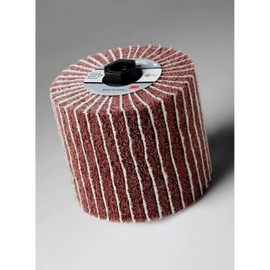 Scotch-Brite Match and Finish Combi Flap Brush - 60 Grit Aluminum Oxide - Metal Finishing Brush for Inline Sanders - Quick Change Threaded Attachment - 4.5" x 4" x 5/8-11 Thread - Single Pack