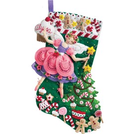Bucilla Sugar Plum Fairy Christmas Stocking Felt Applique Kit, 85431 18-Inch