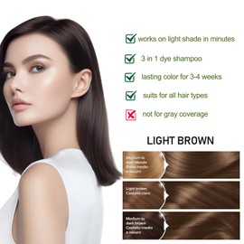 GURKOOYD Brown Hair Dye Shampoo, Instant Hair Color Shampoo, Brown Hair Shampoo, Champu Para Pintar el Cabello, Gentle and Effective, Easy to Use 16.90 Fl Oz