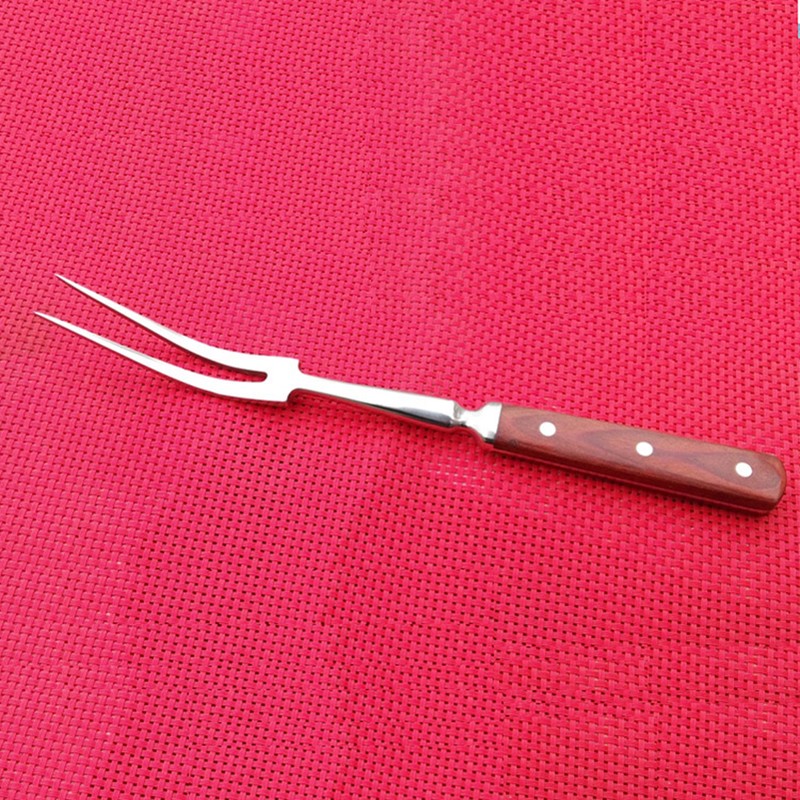Barbecue Fork with Wooden Handle Stainless Steel Multifunction Nonstick Barbecue