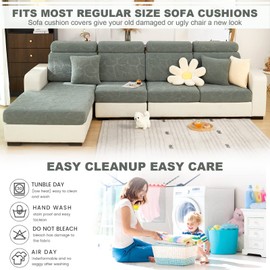 Topchances 2023 New Wear-Resistant Universal Sofa Cover, Stretch Couch Cushion Slipcovers Replacement, Anti-Slip L Shape Sofa Covers, Chaise Lounge Sofa Slipcover (Leaves Yellow, 3 Seat Cover)