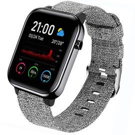 Compatible for IFOLO Smart Watch Band, Giaogor Breathable Nylon Woven Fabric Replacement Strap Compatible with IFOLO SN87 1.4''/Zard Zoop 1.4''/EGQINR T42 1.7''/SOUYIE T45S 1.7"/SOUYIE T49 1.9''/SOUYIE Q15 PRO 1.69'' Smart watch (Gray)