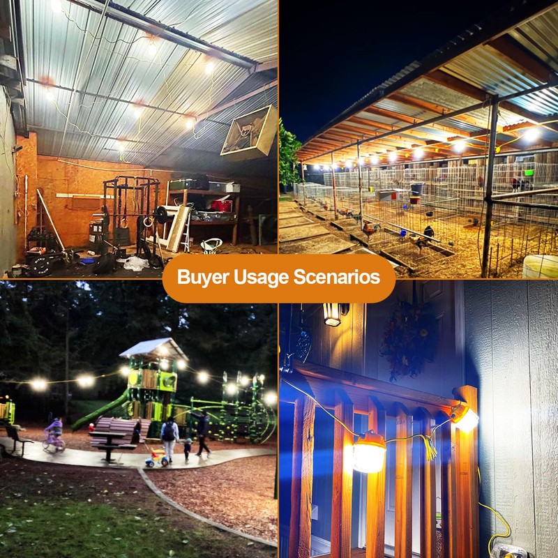 RIUVAO 100ft LED Construction String Lights, 150W 15000LM Super Bright