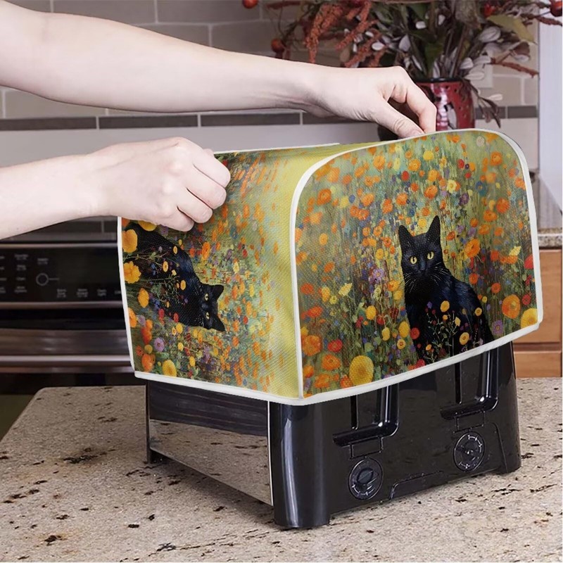 Talayituse Cat Flower Print Toaster Cover 2 Slice Wide Slot,