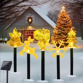 Garden Stake Solar Outdoor Christmas Pack of 5 LED Garden Light Sticks Solar 37 cm, LED Solar Garden Stake Christmas, Decorative Light Solar Garden Light for Garden Christmas Decoration Waterproof