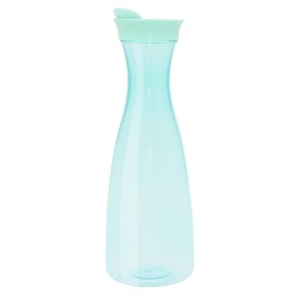 OGGI Clear Carafe w/Flip Open Lid - Ideal Juice Bottle, Clear Pitcher with Lid, Tea Pitcher, Water Carafe, 1.6 Lt(54Oz), Aqua Tint