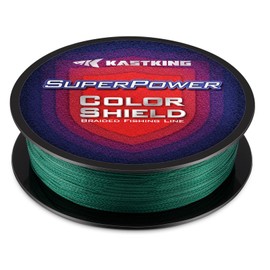 KastKing Superpower ColorShield Braided Fishing Line, Moss Green, 20LB, 300Yards