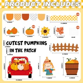 gisgfim Fall Classroom Bulletin Board Decorations Set Autumn Cutest Pumpkins in The Patch Cutouts Thanksgiving Harvest Truck Maple Leaves Bulletin Board Decor for School Home Chalkboard Wall