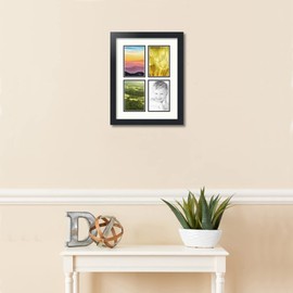Art to Frames Double-Multimat-44-754/89-FRBW26079 Collage Photo Frame Double Mat with 2 - 3.5x5 Openings and Satin Black Frame