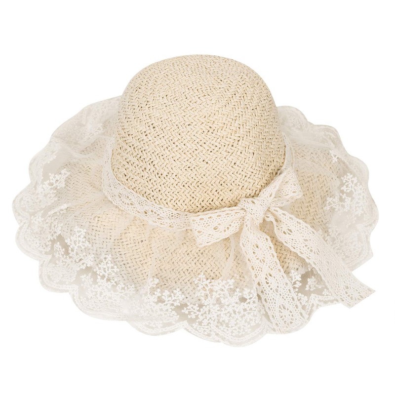 Straw Hat Girls Summer Beach Hat Anti UV Straw Hat