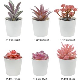 Bacucine Set of 6 Succulents Plants Artificial in Pots Desk Plant Fake Plants Faux Succulents for Bedroom Windowsill Shelf Office Home Decor (Purple Flocking)