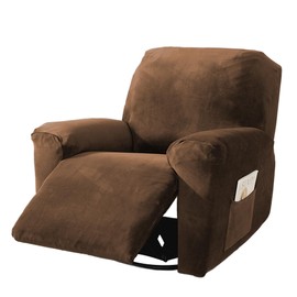 NORTHERN BROTHERS Recliner Chair Covers - Lazy Boy Stretchy Recliner Chair Covers Velvet Recliner Chair Covers That Stay in Place Couch Slipcovers 1 Seater, Brown