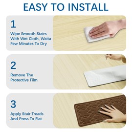 Brown Stair Treads for Wooden Steps,15 Pack 30" X 8" Non Slip Stairs Carpet Treads Indoor Stair Mats for Kids Elders and Pets