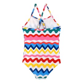 HOOBABE Little Toddler Girls one Pieces Swimsuit Quick Dry Beach Bathing Suits Color Wave Stripes 4T