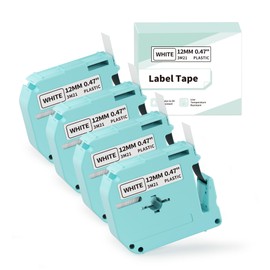 EazeID M950 Label Maker Tapes M-K231 Replacement for Brother P-Touch M Tape M-K231s M231 MK231 M-231 12mm 0.47 White for Brother Ptouch PT-M95 PT-70BM PT-90 PT-85 PT65 45 Label Maker Refills, 4 Pack