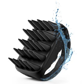 Bsisme Scalp Massager Hair Growth, Scalp Scrubber with Soft Silicone Bristles for Dandruff Removal, Shampoo Brush for Men Women Kids Pets Wet Dry Hair Scalp Exfoliator, Black