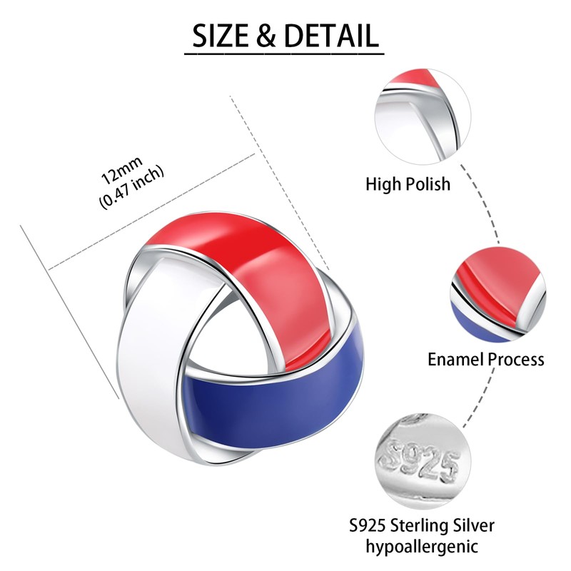 4th of July Earrings Stud for Women - Sterling Silver