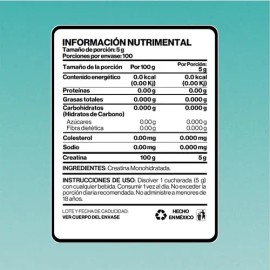 Creatina Monohidratada Sin Sabor 500g S Natural 100 Porciones Sin Gluten                                                                              