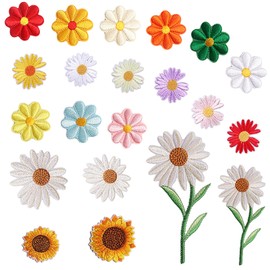 NIYATA 21 Pcs Iron on Patches for Clothing Flowers, Applique Patches,Sunflower Patches for Clothing,for DIY Decoration on Jackets,Jeans,Bags,and Shoes