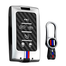 ontto luminous car key fob cover fit for Jeep Grand Cherokee L 2021-up Grand Cherokee Grand Wagoneer 2022-up key holder Metal Smart Shell case keyring keychain Accessories 6 buttons Silver