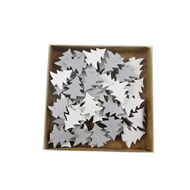 Decorative Christmas Tree Wooden Christmas Tree White Grey Varnished 48 Pieces L66657