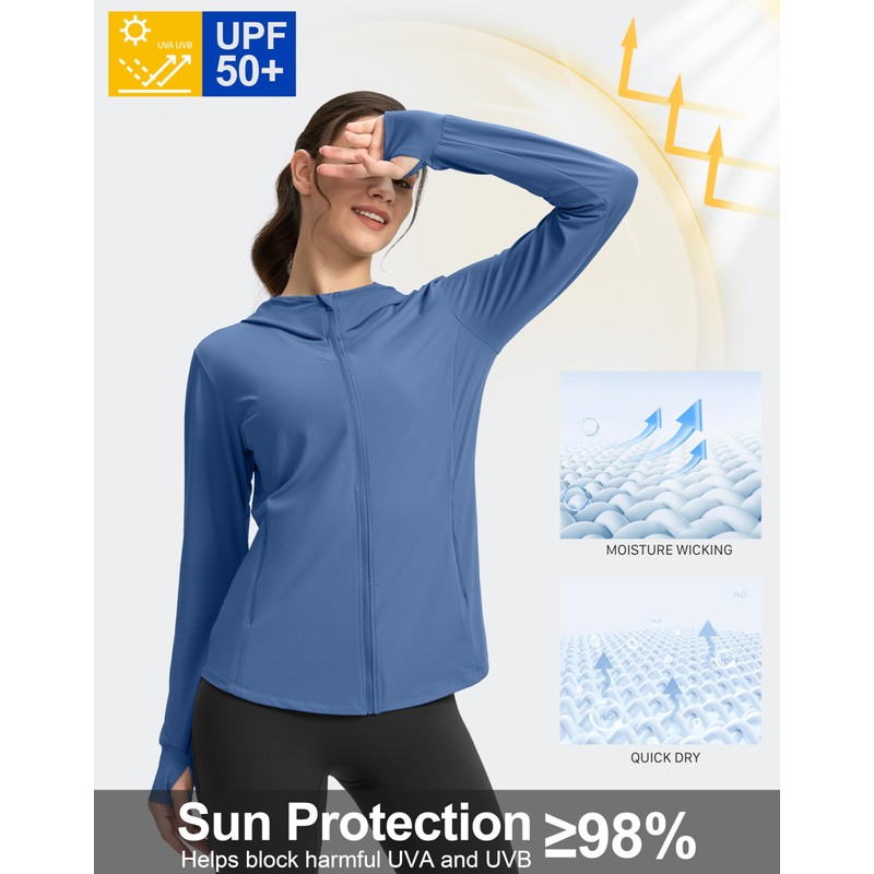 G Gradual Women's UPF 50+ Sun Protection Hoodie Jacket with