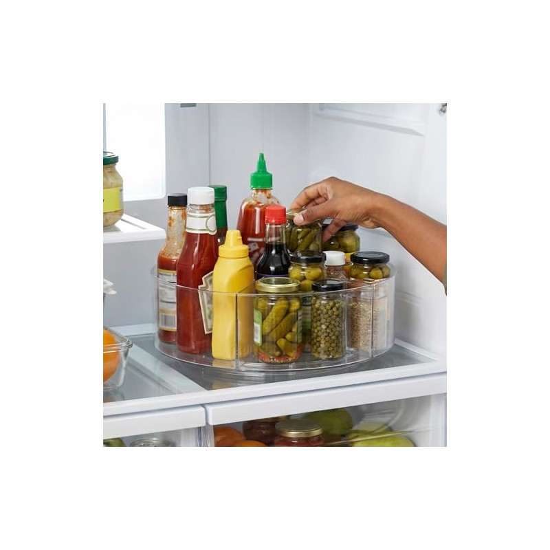 2 x 25 cm Lazy Susan Turntable Transparent, 6 Compartments