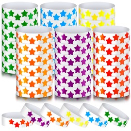 Teling 600 Pack Neon Star Wristbands Paper Wristbands for Events Adhesive Event Bands Arm Bands for Events Party Favor Bracelets for Birthday Wedding Neon Glow Party(Mixed Colors)