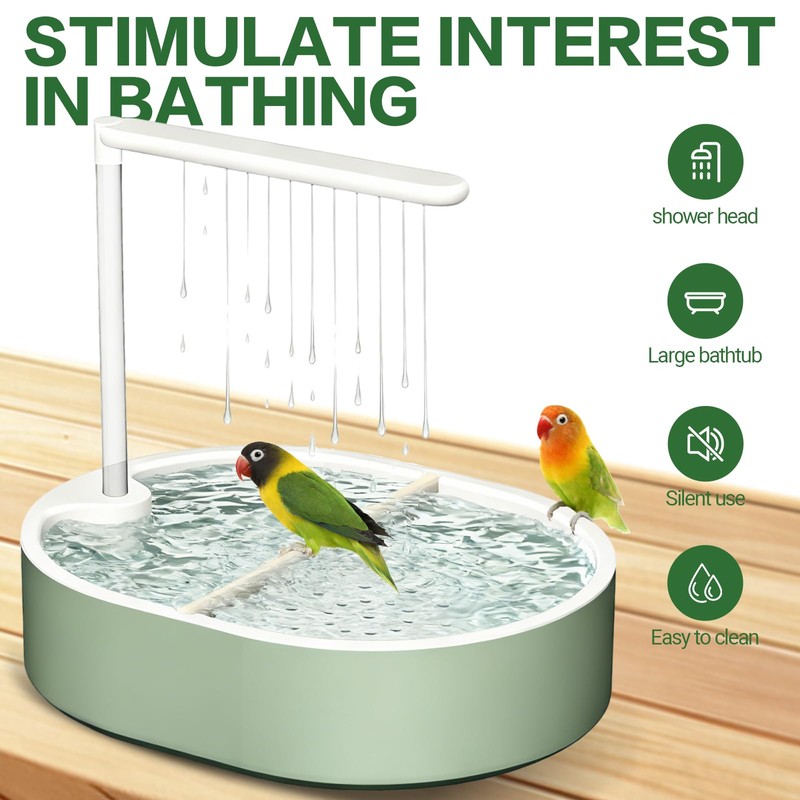 POMFAEE Bird Bath, Parrot Bathtub, Automatic Parrot Shower Bath with