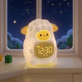 TCJJ Children's Digital Alarm Clock with 7 Colours Night Light, Bedroom Clock for Kids