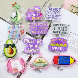 15 Pcs Funny Nurse Badge Reel Retractable Accessories Bulk Silver Pink Purple Nursing Healthcare Medical Badge Holder Pack Cute Dinosaur Avocado Cat Badge Clip RN Social Worker CNA ID Tag Card