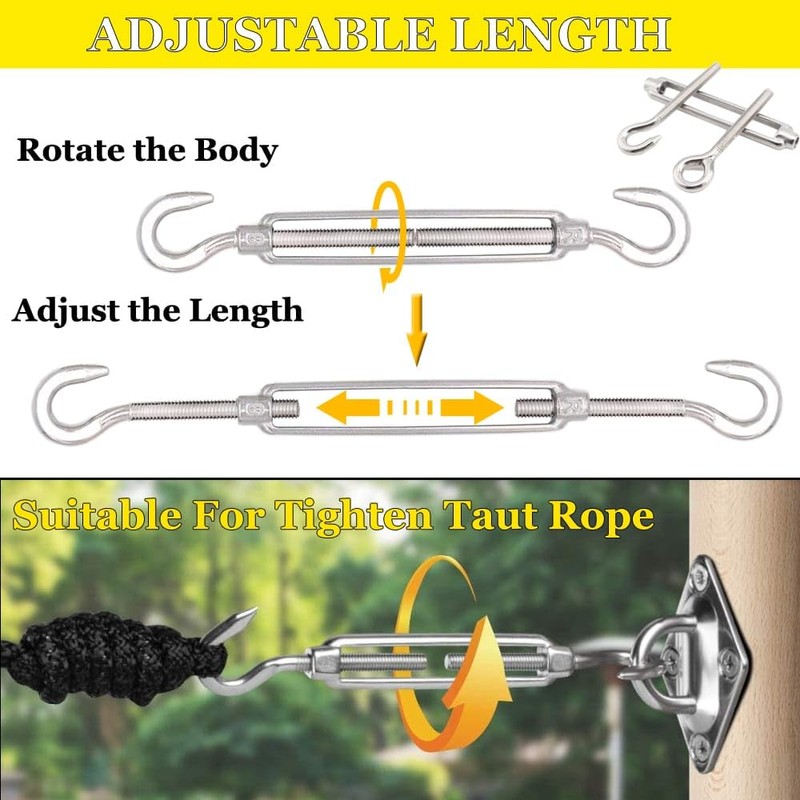 Lsqurel Turnbuckle 10pcs 304 Stainless Steel Turnbuckle Hook and Hook