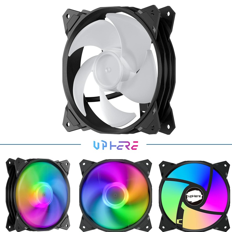 upHere 120mm 3PIN Case Fan with Rainbow LED Low Noise
