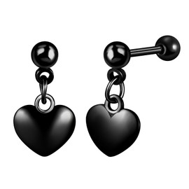 Yumilok Men's Earrings Stainless Steel Women's Stud Earrings Heart Pendant Piercing Cartilage Earrings for Women Girls Teenagers, Stainless Steel