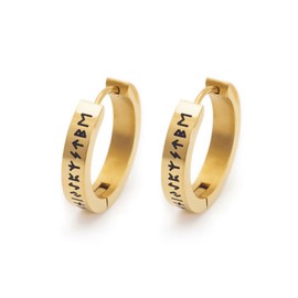 Men's Hypoallergenic Stainless Steel Norse Viking Huggie Hoop Earrings for women men,Titanium Steel Dainty Huggy Hoop Male Cartilage Viking Runes Carved Earrings,Unisex Unique Hooped Hug Earrings,