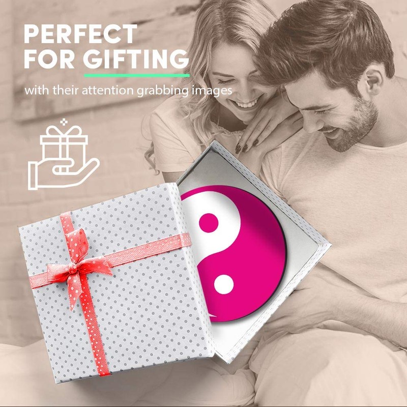 Round MDF Magnets - Pink Yin Yang Yoga Meditation 5237