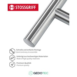 Gedotec® Pull Handle Door Fittings Stainless Steel Door Handle Straight Diameter 30 mm Includes Mounting | 350 – 2000 mm Brand Quality for Your Living Room