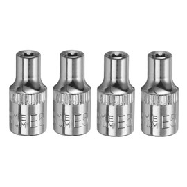 HARFINGTON 4pcs E-Torx Socket 1/4" Drive E5 External Torx Deep Socket CR-V 6 Point Spline Socket Star Female Bit Socket for Auto Repairs Home Maintenance DIY Hand-making 1" Length