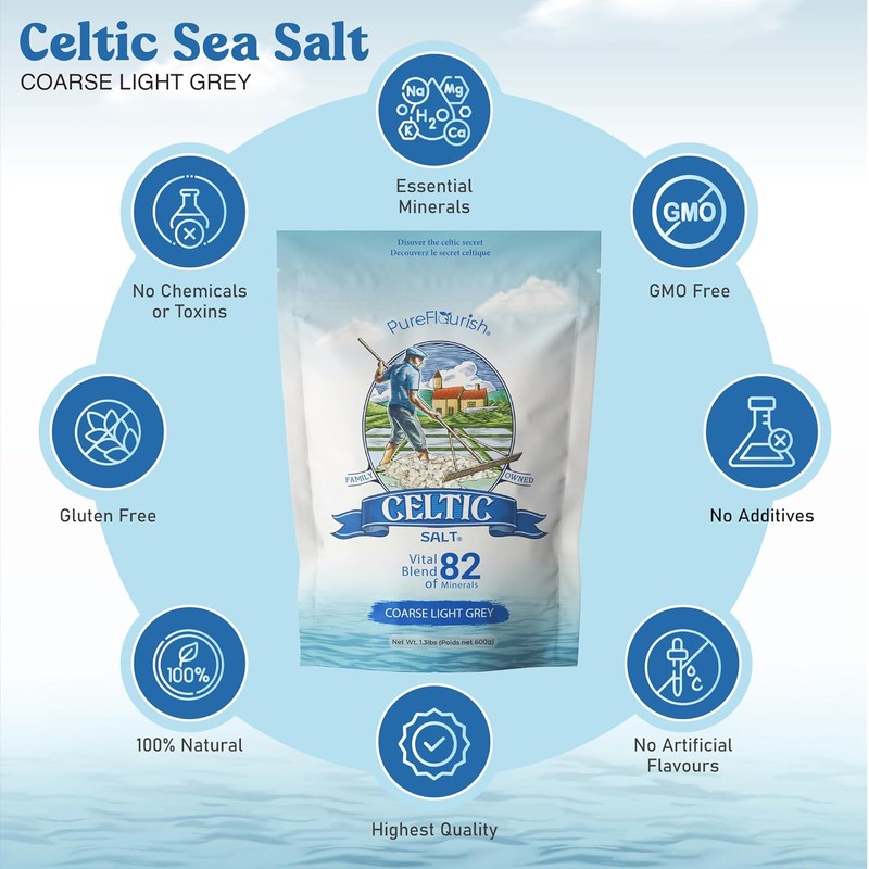 Pure Flourish Celtic Salt - 600g | 100% Organic Unrefined