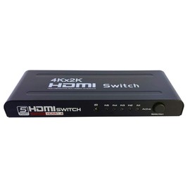 HDMI Switch 4K 1080P HDTV 5 in 1 Out Aluminum with Remote Control Power 5 Port - axGear