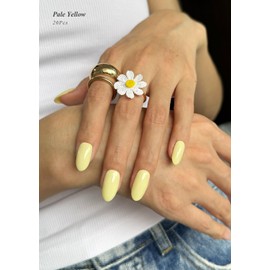 AutyaMee Semi Cured Gel Nail Strips (Pale Yellow), 20 Pcs Gel Nail Wraps, Stickers, Salon Quality, Solid, Works with Any UV Lamps
