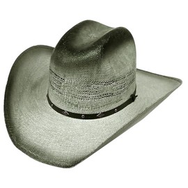 Modestone Traditional Bangora Rodeo Straw Cowboy Hat Stud Hatband 2-Tone Grey XL/2XL 7 3/4