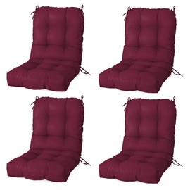 COOS BAY Tufted High Back Chair Cushions 42x21 Inch, Outdoor/Indoor Patio Chair Cushions for Patio Furniture, Water Resistant Rocker Seat Pads, 4 Count, Red Purple