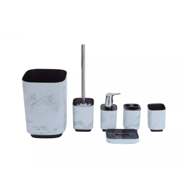 BH Home 6 Piece Glossy Bathroom Accessory Set Made of
