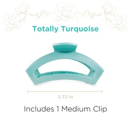 ​​TELETIES - Open Medium Hair Clip - Spring Collection - Hair Claw Clips for Women - Strong Grip, Bendable Teeth, Curved Design - For All Hair Types and Textures - Totally Turquoise